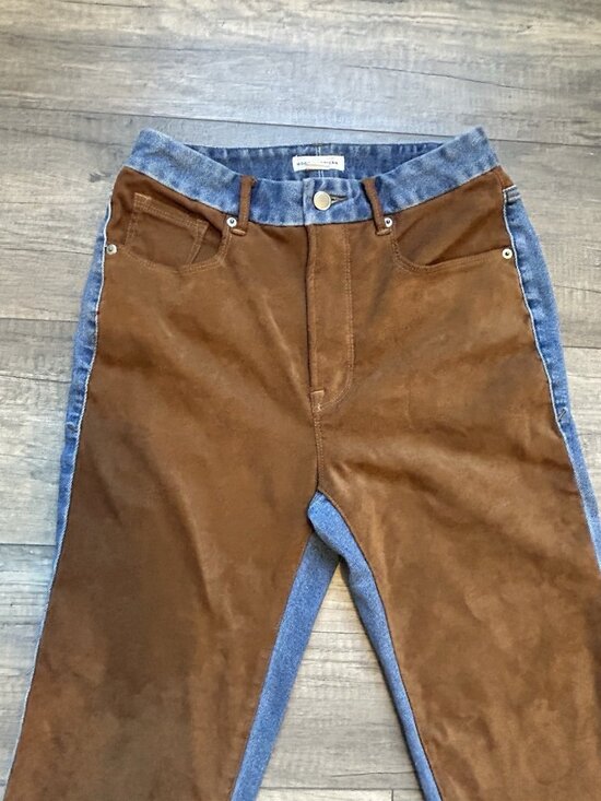 Good American Denim - Good American Women's Jeans Icon Mixed Media Denim Faux Suede Size 4/27 western
